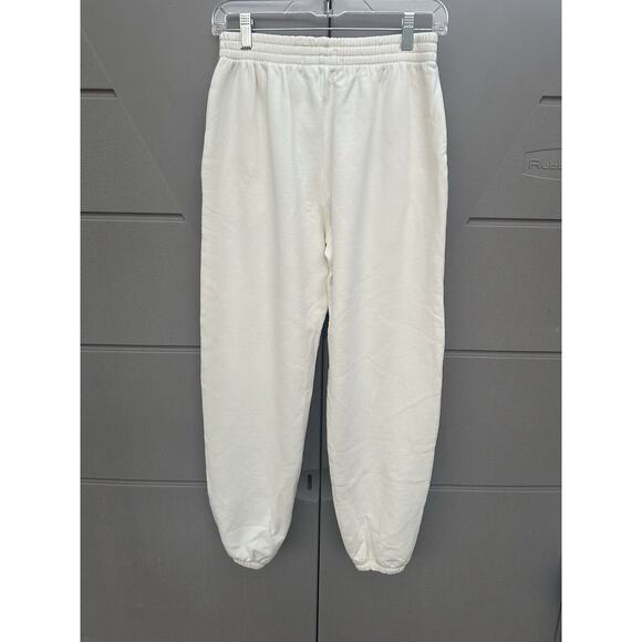 Daydreamer Records Ivory Slouchy Cotton Boyfriend Jogger Sweatpants Womens Small - Picture 7 of 11
